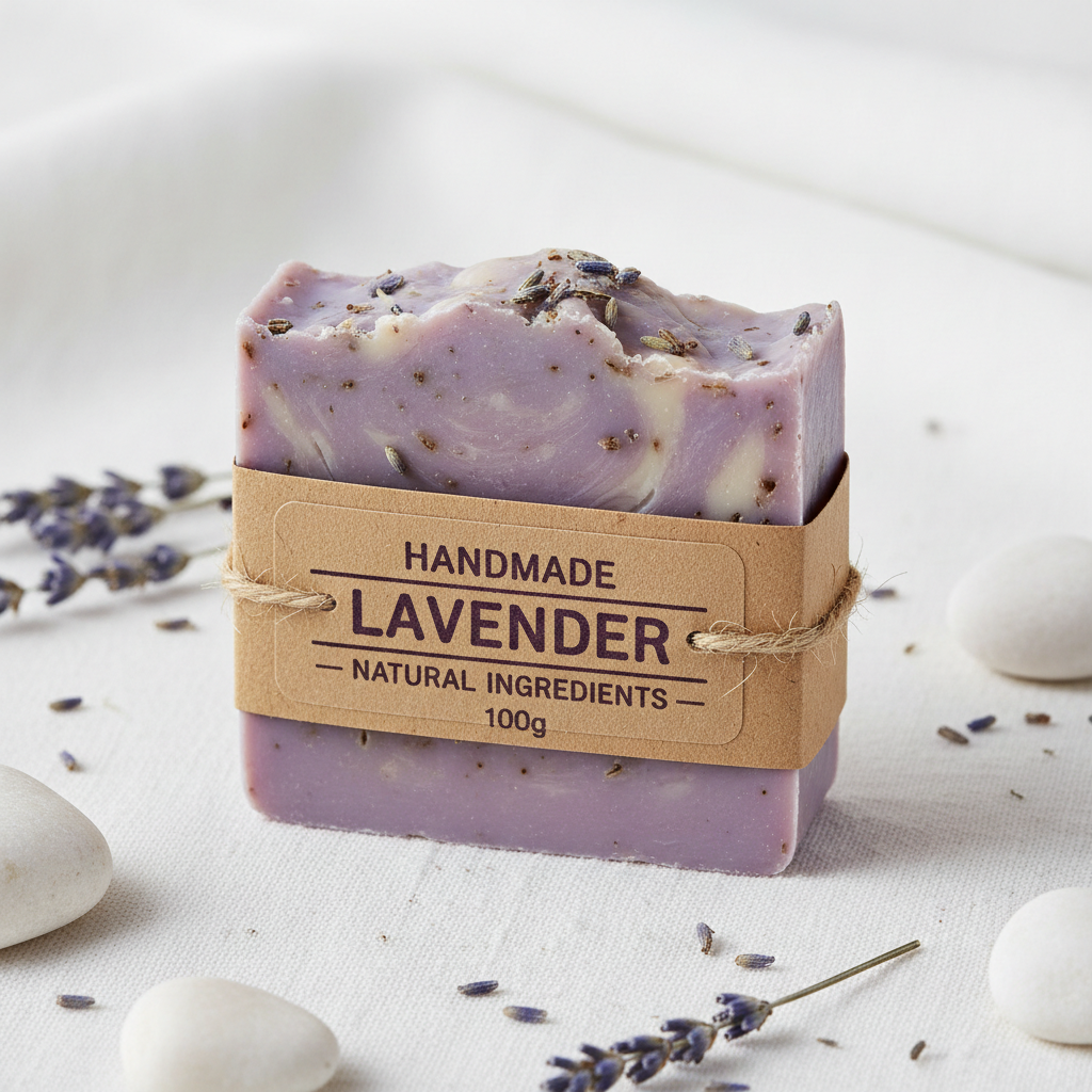 Handmade lavender soap bar, 100g, natural ingredients
